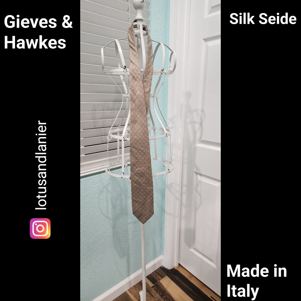 Gieves & Hawkes Brown/ Blue Patterned Silk Seide Tie